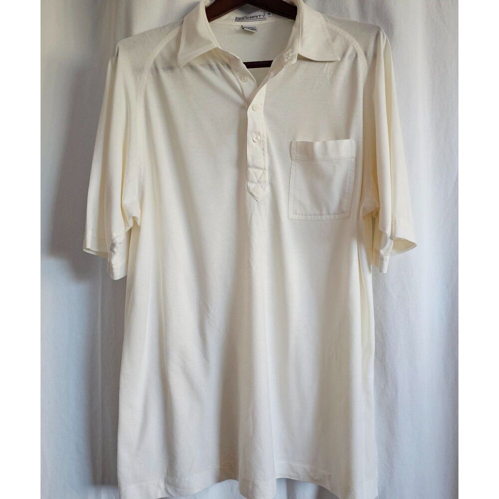 Pro Celebrity Mens Polo Golf Shirt in a Creamy White Cotton Blend sz XL Like New